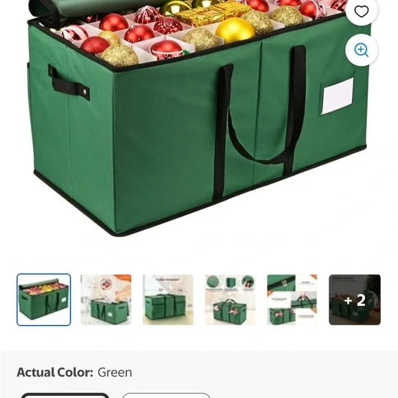 NWT Green Storage Container for Holiday Ornaments - Picture 2 of 5